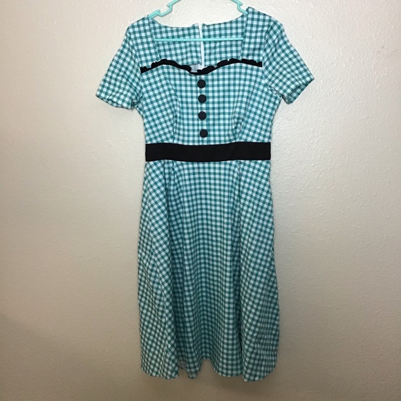 Vintage Blue Plaid Dress - Picture 6 of 8